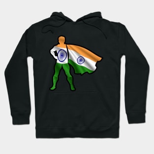 Indian Hero Wearing Cape of India Flag Brave, Hope and Pray For India Hoodie